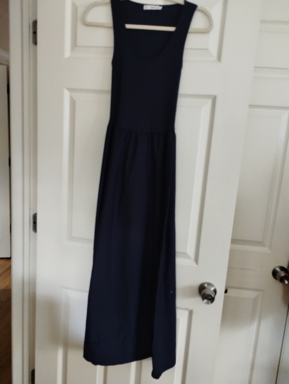 Mango Drop Waist Midi Dress Navy 2 - Picture 4 of 4